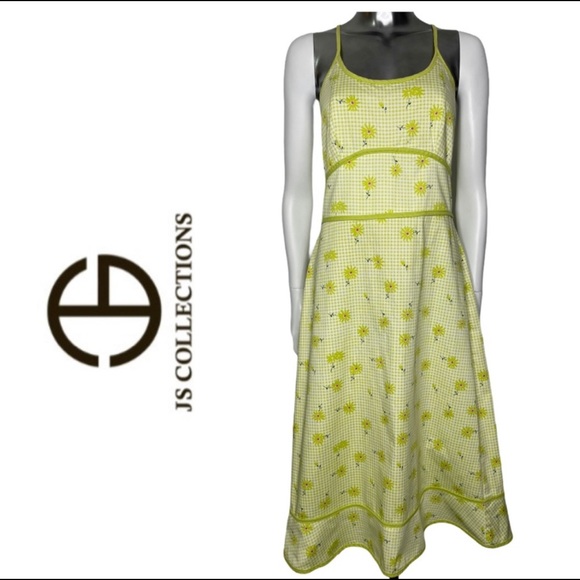 JS Collections | Dresses | 5 Off Js Collection Floral And Gingham Print Sun  Dress Plus Size 4 | Poshmark